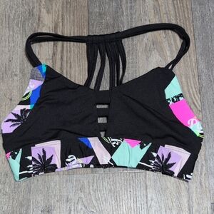 PINK Victoria's Secret Black and Multicolor Swim Top
